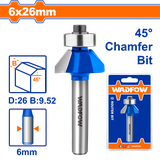 Mũi phay gỗ vát 45° WadFow WRG3403 6x6x26mm