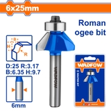Mũi phay gỗ đánh chỉ cổ điển 6x6x25mm WadFow WRG5402