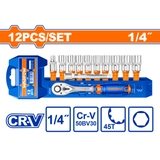 Bộ 12 chi tiết tay vặn đầu tuýp 1/4 inch WadFow WST4212