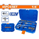 Bộ 45 chi tiết tay vặn đầu tuýp 1/4 inch WadFow WST4D45