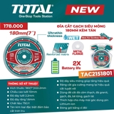 Đĩa cắt gạch siêu mỏng 180mm kèm tán Total TAC2151801