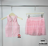 Chân Váy Thể Thao Chính Hãng Màu Hồng Trắng Caro Pom Pêche DIA