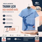 Áo Polo Lacoste Chính Hãng màu xanh dương họa tiết người đánh tennis-PH6287-10-HBP