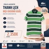 Áo Polo Lacoste Chính Hãng kẻ ngang xanh trắng-DH7497-99-IQC