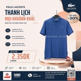 Áo Polo Lacoste Chính Hãng màu xanh dương nhiều họa tiết nhỏ-DH5175-10-ISY