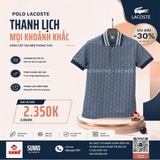 Áo Polo Lacoste Chính Hãng màu xanh dương đậm họa tiết Monogram-DH1417-51-QIE