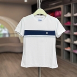 Áo Thể Thao Chính Hãng Sergio Tacchini Cổ Tròn Màu Trắng Kẻ Navy TWRS10751-WHS