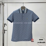 Áo Polo Lacoste Chính Hãng màu xanh dương họa tiết Monogram-DH1417-51-HGI