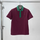 Áo Polo Lacoste màu đỏ thẫm cổ xanh lá-PH6238-99-YUP