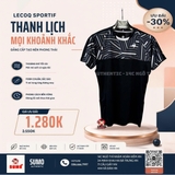 Áo Thể Thao Chính Hãng Lecoq cổ tròn - màu Đen Trắng QTMXJA02-D