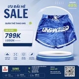 Quần Thể Thao Chính Hãng UNSHACKLED WAVE BLUE SHORT - màu Xanh Dương UNSHACKLED81