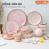 🔴OUTLET | Chén chấm, chén cơm, tô bát & đĩa sứ màu hồng phấn, hồng vân đá cao cấp phong cách Bắc Âu – ảnh 2