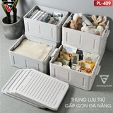 Thùng Nhựa PP Đựng Đồ Gấp Gọn, Có Nắp Đậy Kín Gấp Gọn Thông Minh 38L Đựng Sách, Quần Áo, Đồ Chơi Đa Năng LAZYDO (LZ-0512) – ảnh 2