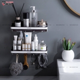 Kệ dán tường đựng đồ đa năng phòng tắm, giá gia vị nhựa ABS kèm móc treo, không cần khoan tường SQ-5287 – ảnh 6
