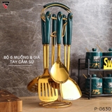 🔴OUTLET | Bộ muỗng canh, muỗng lẩu, xẻng, thìa bằng inox 304, tay cán sứ xanh ngọc lục bảo cao cấp – ảnh 9