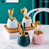 【Xả Kho】Lọ sứ đựng nĩa trái cây, muỗng cafe (có muỗng+nĩa kèm theo) cao cấp - GiaDụngPlus – ảnh 2