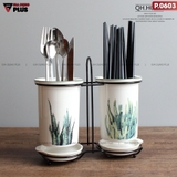 🔴OUTLET | Bộ ống đựng đũa sứ đựng đũa, thìa, muỗng cao cấp kèm khung thép xuất Nhật – ảnh 15