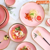🔴OUTLET | Chén chấm, chén cơm, tô bát & đĩa sứ màu hồng phấn, hồng vân đá cao cấp phong cách Bắc Âu – ảnh 3