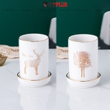 🔴OUTLET | Kệ đựng ống đũa bằng gốm sứ - kệ gỗ, có đĩa hứng nước sạch sẽ phong cách Bắc Âu – ảnh 29