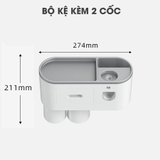 Kệ Đa Năng & Bộ Nhả Kem Đánh Răng Kèm Cốc Dán Tường Cao Cấp | Phiên Bản Nhiều Màu Sắc | OENON – ảnh 7