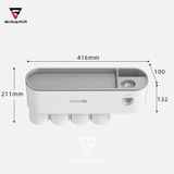Bộ Gồm Nhả Kem Đánh Răng Tự Động, Giá Treo Bàn Chải Đánh Răng & Kệ Phòng Tắm Dán Tường |  Kèm Cốc Nhựa ABS Cao Cấp | ASWEI – ảnh 6