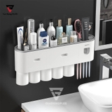Bộ Gồm Nhả Kem Đánh Răng Tự Động, Giá Treo Bàn Chải Đánh Răng & Kệ Phòng Tắm Dán Tường |  Kèm Cốc Nhựa ABS Cao Cấp | ASWEI – ảnh 4