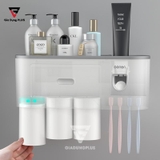 Bộ Gồm Nhả Kem Đánh Răng Tự Động, Giá Treo Bàn Chải Đánh Răng & Kệ Phòng Tắm Dán Tường |  Kèm Cốc Nhựa ABS Cao Cấp | ASWEI – ảnh 3
