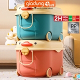 Thùng Nhựa PP 80 Lít Đựng Đồ Đa Năng - Nắp Đậy Có Thể Xếp Lego - Có Tay Kéo & Bánh Xe Lăn – ảnh 1