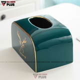 【Xả Kho】Hộp Đựng Giấy Ăn Đặt Bàn Gốm Sứ Xanh Ngọc Lục Bảo Cao Cấp | Phong Cách Bắc Âu Với Bộ Hươu Quý Tộc – ảnh 3