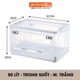 Hộp Nhựa Đựng Đồ Lớn, Trong Suốt 50L, Có Nắp & Bánh Xe Cao Cấp Đựng Đồ Chơi, Quần Áo, Để Sau Xe Ô tô – ảnh 31