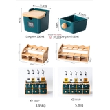 🔴OUTLET | Bộ Hộp Đựng Gia Vị Gốm Sứ Xanh Ngọc Lục Bảo | Kèm Kệ Gỗ & Bình Đựng Dầu Thuỷ Tinh Cao Cấp – ảnh 8