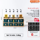 🔴OUTLET | Bộ Hộp Đựng Gia Vị Gốm Sứ Xanh Ngọc Lục Bảo | Kèm Kệ Gỗ & Bình Đựng Dầu Thuỷ Tinh Cao Cấp – ảnh 14