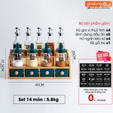 🔴OUTLET | Bộ Hộp Đựng Gia Vị Gốm Sứ Xanh Ngọc Lục Bảo | Kèm Kệ Gỗ & Bình Đựng Dầu Thuỷ Tinh Cao Cấp – ảnh 15