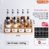 🔴OUTLET | Bộ Hộp Đựng Gia Vị Gốm Sứ Xanh Ngọc Lục Bảo | Kèm Kệ Gỗ & Bình Đựng Dầu Thuỷ Tinh Cao Cấp – ảnh 19