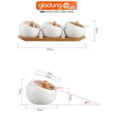 Bộ Hũ Đựng Gia Vị Nghiêng 20 Độ Nắp Gỗ | Hũ Gia Vị Kèm Khay Gỗ Tre & Thìa Sứ Phong Cách Nhật Bản – ảnh 7