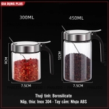 Lọ đựng gia vị thuỷ tinh boroslicate nắp bật bằng Inox 304 cao cấp (+tặng kèm thìa inox 304) PHALEDO – ảnh 14