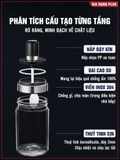 Lọ đựng gia vị thuỷ tinh borosilicate muỗng liền nắp thông minh viền inox 304, 220ml & 350ml PHALEDO – ảnh 6