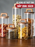 Lọ Thuỷ Tinh Nắp Kín Có Tay Cầm, Lọ Thuỷ Tinh Nắp Gỗ Borosilicate Chịu Nhiệt, Không Chứa Chì Cao Cấp PHALEDO (P-0361) – ảnh 2