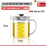 Ca Lọc Dầu Ăn Thuỷ Tinh Borosilicate, Bình Lọc Dầu Ăn Nắp Inox 304 Cao Cấp Dung Tích Lớn (800ML, 1000ML, 1300ML) PHALEDO – ảnh 12