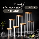Video Lọ Thuỷ Tinh Có Nắp Gỗ Tre Borosilicate Chịu Nhiệt, Không Chứa Chì Cao Cấp PHALEDO (PL-0360)
