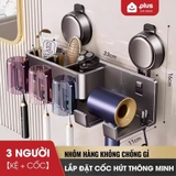 Kệ Đựng Bàn Chải Đánh Răng Kèm Cốc Không Khoan Đục, Kệ Nhà Tắm Để Máy Sấy Tóc Cao Cấp Không Gỉ Sét – ảnh 12
