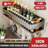 Kệ Nhà Bếp, Kệ Đựng Gia Vị Nấu Ăn Dán Tường Không Cần Khoan Đục, Chịu Tải 30Kg, Nhôm Chống Gỉ Sét – ảnh 17