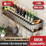Kệ Nhà Bếp, Kệ Đựng Gia Vị Nấu Ăn Dán Tường Không Cần Khoan Đục, Chịu Tải 30Kg, Nhôm Chống Gỉ Sét – ảnh 18