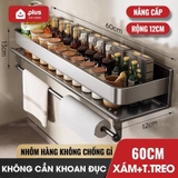 Kệ Nhà Bếp, Kệ Đựng Gia Vị Nấu Ăn Dán Tường Không Cần Khoan Đục, Chịu Tải 30Kg, Nhôm Chống Gỉ Sét – ảnh 22