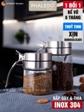 Lọ gia vị thuỷ tinh borosilicate, nắp & tay cầm inox 304 cao cấp đựng gia vị kín 100% chống ẩm, an toàn Phaledo PL-0338 – ảnh 2