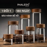 Hũ Thuỷ Tinh Có Nắp Xoắn Gỗ Keo Đựng Đồ Đa Năng Như Trà, Cafe, Đồ Ăn... Cho Gia Đình Decor Sang Trọng PHALEDO (P-0362) – ảnh 10