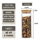 Lọ Thuỷ Tinh Có Nắp Gỗ Tre Borosilicate Chịu Nhiệt, Không Chứa Chì Cao Cấp PHALEDO (PL-0360) – ảnh 13