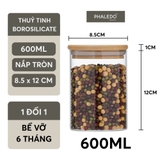 Lọ Thuỷ Tinh Có Nắp Gỗ Tre Borosilicate Chịu Nhiệt, Không Chứa Chì Cao Cấp PHALEDO - Nắp Vuông (PL-0372) – ảnh 37
