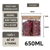 Lọ Thuỷ Tinh Có Nắp Gỗ Tre Borosilicate Chịu Nhiệt, Không Chứa Chì Cao Cấp PHALEDO (PL-0360) – ảnh 24
