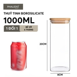 Lọ Thuỷ Tinh Có Nắp Gỗ Tre Borosilicate Chịu Nhiệt, Không Chứa Chì Cao Cấp PHALEDO - Nắp Vuông (PL-0372) – ảnh 20
